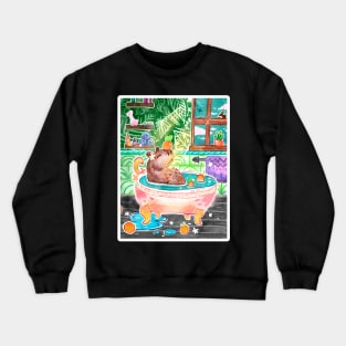 Capybara in Bath Tub with Oranges Crewneck Sweatshirt